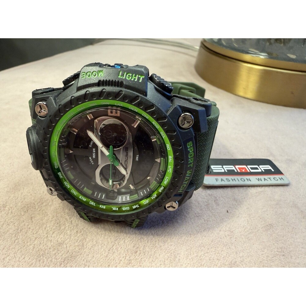 NWT Sanda Oversized Waterproof Digital Sports Military Tactical Watch